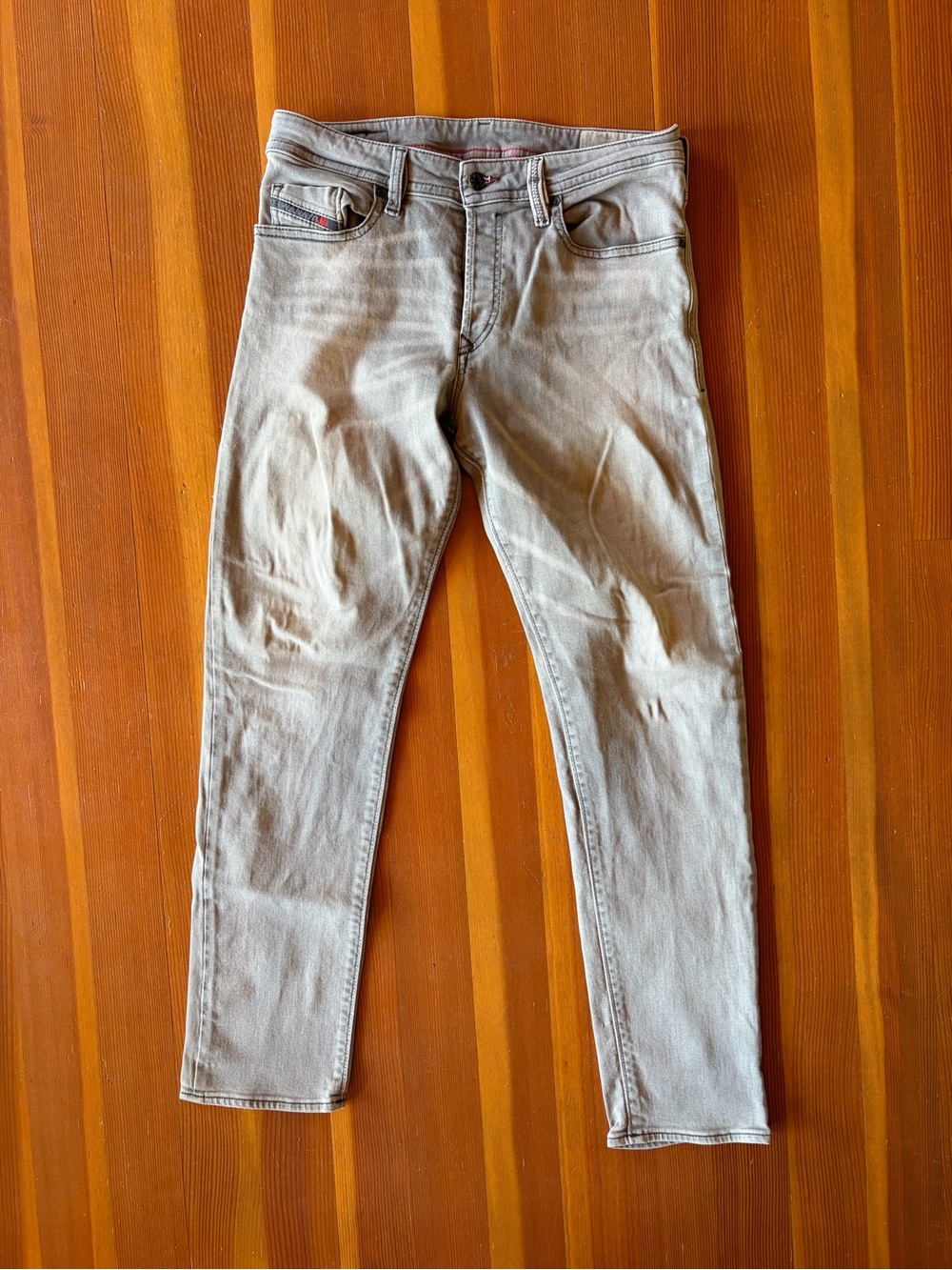 Diesel Buster Men’s W32 L32 Slim Tapered Jeans Light Gray Stretch